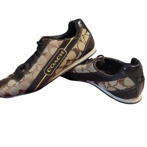 COACH Hilary Brown and Tan Classic Logo Tennis Shoe